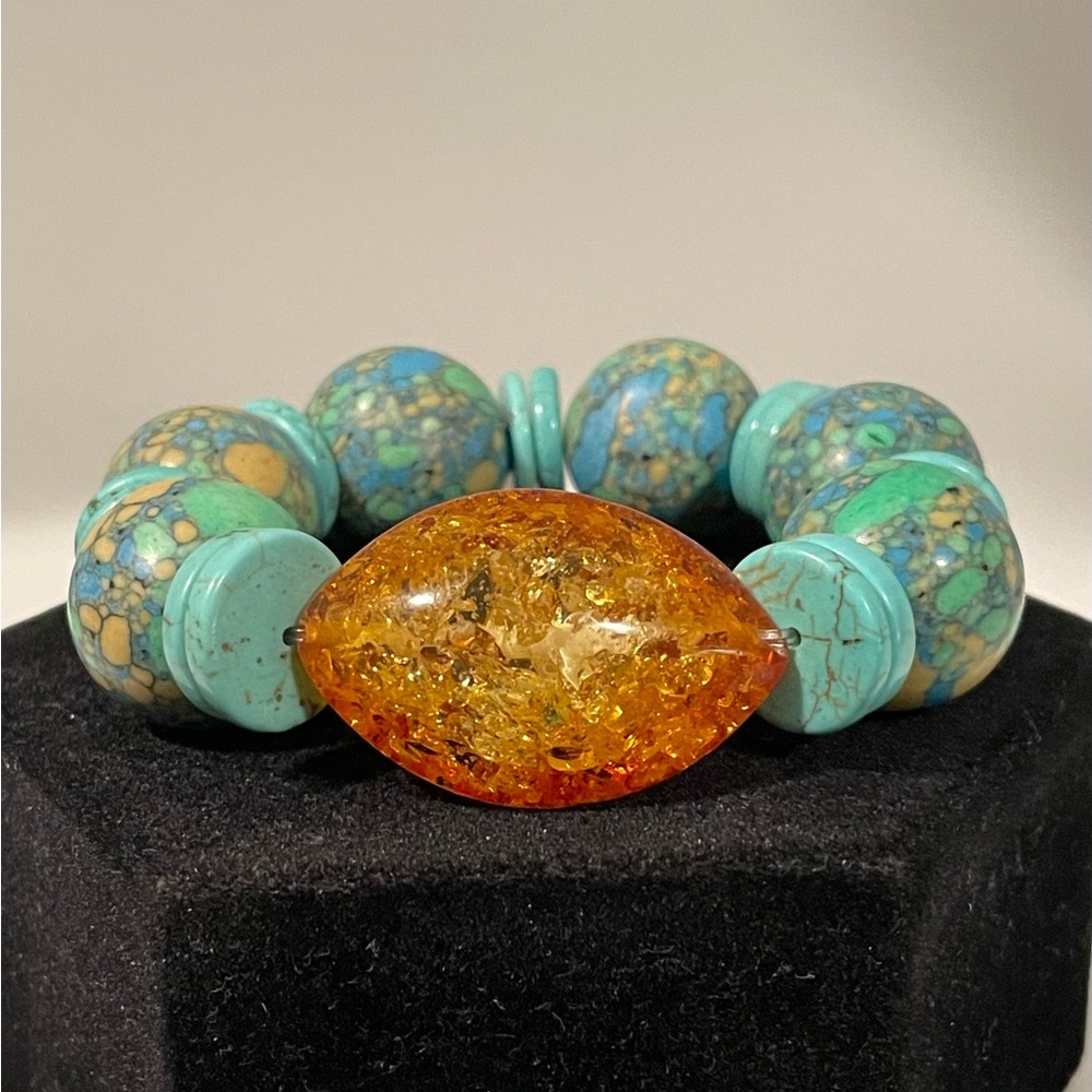 Turquoise and Amber Bracelet